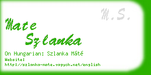 mate szlanka business card